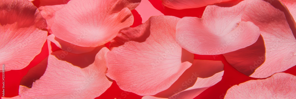 Poster bright fuchsia background featuring scattered sakura petals in artistic arrangement