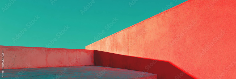 Poster sharp angles and contrasting colors create tension in a bright background landscape