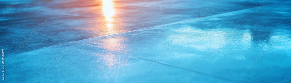 Poster Smooth polished cement surface with subtle variations and soft lighting in a bright setting