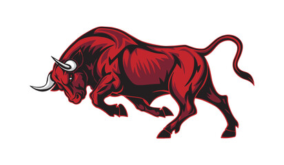 Obraz premium Angry bull, isolated vector illustration