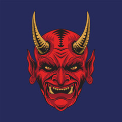 Demon devil head, isolated vector illustration
