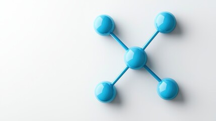 Blue abstract molecular structure on a light background, modern design and scientific concept
