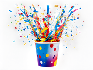  bursts from a colorful cup, celebrating festive occasions with a splash of joy and excitement. Perfect for party themes.