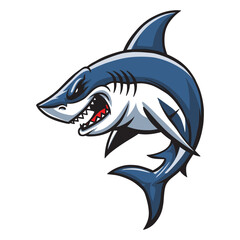 Fototapeta premium Cartoon angry shark, isolated vector illustration