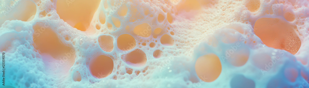 Poster surface of a sponge with large pores against a bright background for a vibrant banner