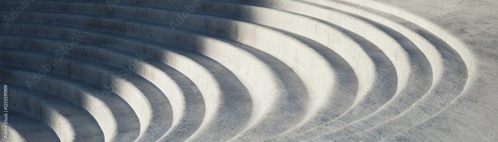 Poster Swirled concrete design featuring circular patterns and a textured surface in a bright setting