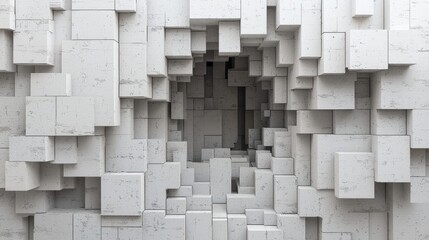 Abstract White Block Structure with Depth and Dimension in Design