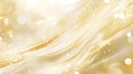 Luxurious golden abstract wavy textured background with sparkling glitter and shimmering light effects creating a dynamic and ethereal visual experience