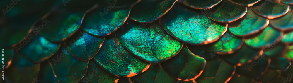 Poster intricate reptile skin texture featuring vivid scales and dynamic colors for a bright banner
