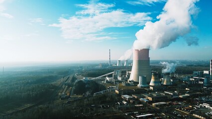 Industrial plant with cooling towers