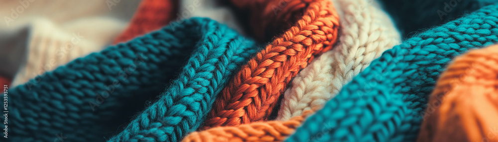 Poster texture of tightly woven fabric showcasing vibrant threads and intricate patterns