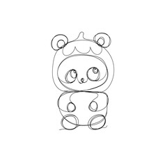 continuous line drawing funny bear dolls