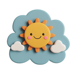 Happy sun with smiling face and clouds, perfect for children decor