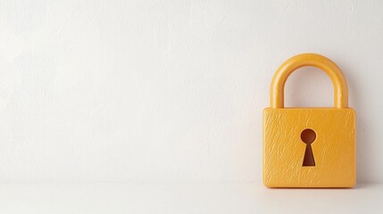 Fototapeta premium Bright Yellow Padlock with Keyhole on Clean White Background for Security Concepts