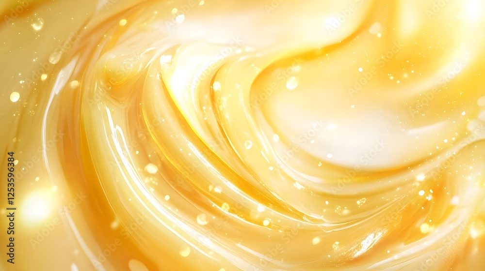 Aufkleber Mesmerizing golden liquid texture with dynamic flowing and swirling movements  This abstract visually striking background evokes a sense of indulgence luxury and natural elegance