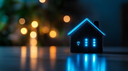 Modern smart home device glowing in darkness.