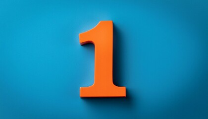 orange colored number one on grayish blue colored background horizontal composition with copy space focused image