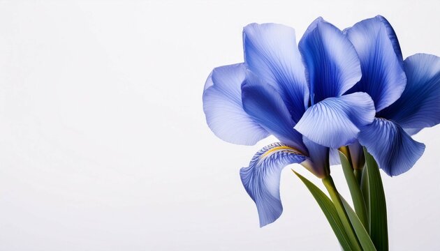 blue iris flower with white background