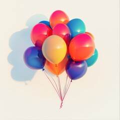 Colorful Bunch of Balloons Against a White Background
