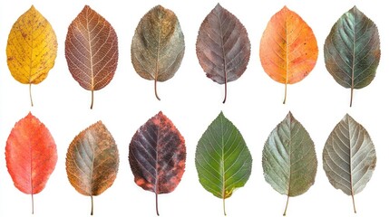 Obraz premium Seasonal fall leaves isolated on white