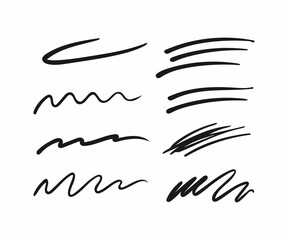 Collection of Hand-Drawn Line Art Strokes