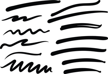 Collection of Hand-Drawn Line Art Strokes