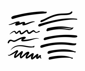 Collection of Hand-Drawn Line Art Strokes