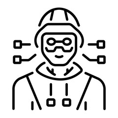 Cyberpunk hacker character icon in line style 