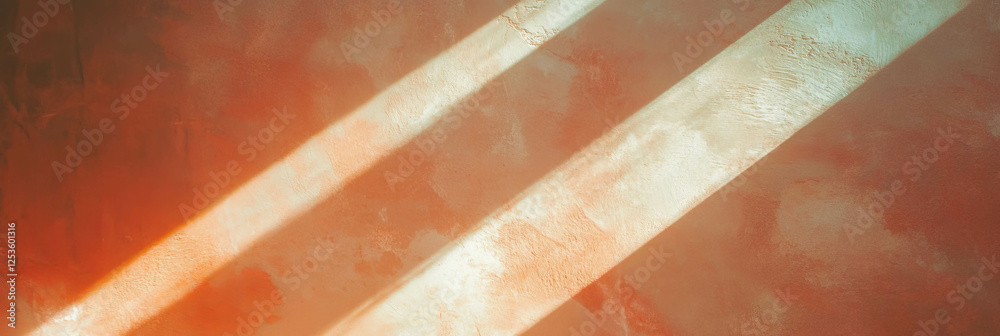Poster Textured Venetian plaster with soft lighting creating unique shadow patterns on a bright background