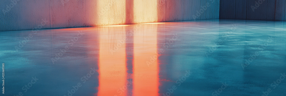 Poster Venetian plaster with high gloss finish illuminated by soft lighting in a bright setting