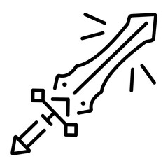 Game sword icon in linear style 