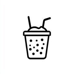 Stylized Icon of a Drink in a Cup with Straws