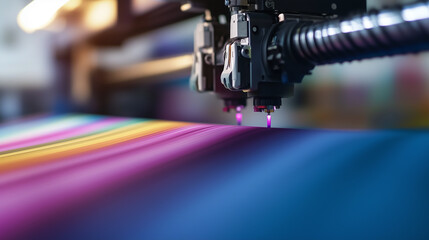DTF printer applying vibrant colors on fabric