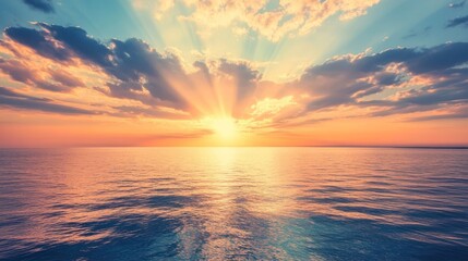 Obraz premium A breathtaking view of the sun dipping below the horizon