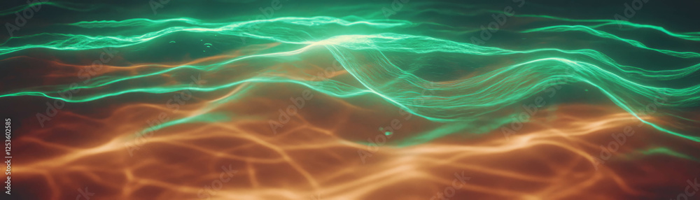 Poster intricate patterns of wet sand with vibrant imagined neon lines on a bright background