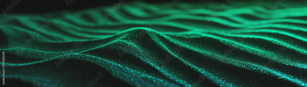 Poster intricate patterns in wet sand illuminated by imagined neon green lines in a vibrant background