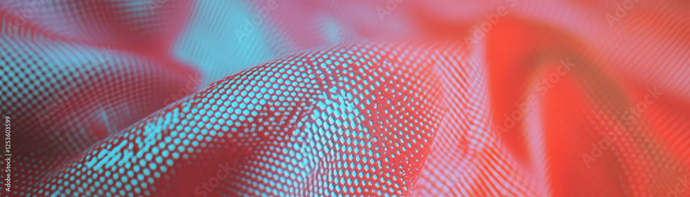 Aufkleber Close-up view of woven textile with halftone dots highlighting unique surface textures
