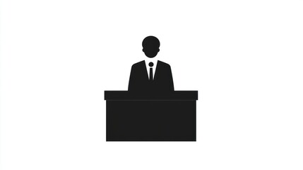 Businessman at Desk. Flat Icon. Business Meeting