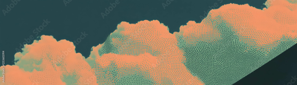 Aufkleber Close-up view of textured clouds captured from below showcasing halftone patterns