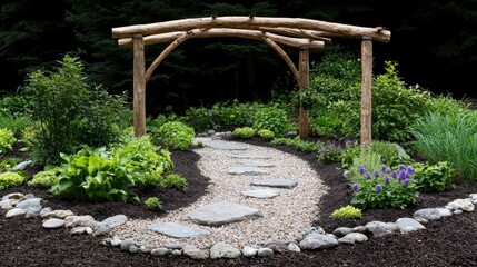 Wooden Archway Garden Path