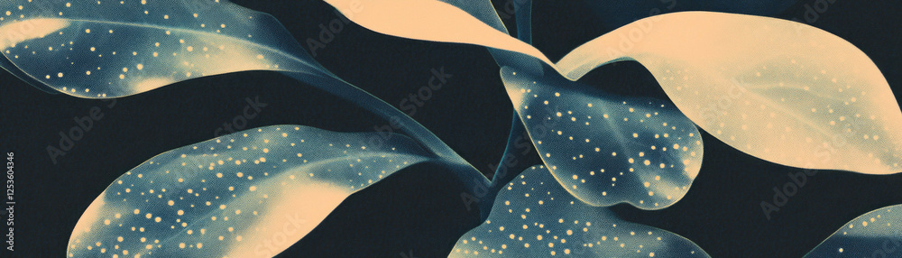 Poster Close-up view of a leaf exhibiting halftone texture highlighting intricate veins