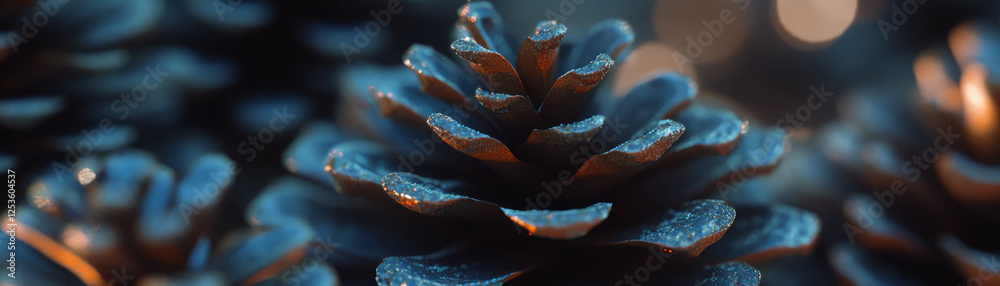 Poster Close-up view of a textured pine cone showcasing open scales and intricate details