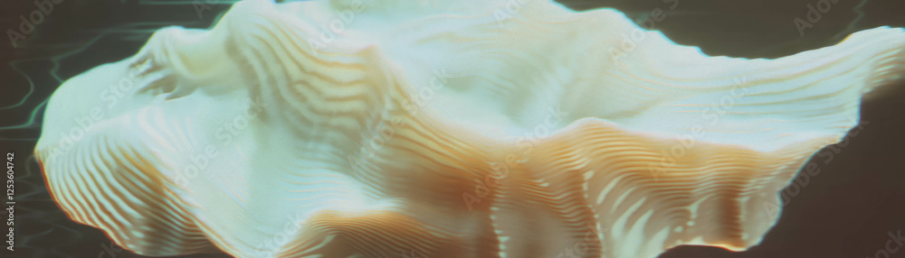 Poster Close-up view of a detailed seashell showcasing ridges and halftone texture