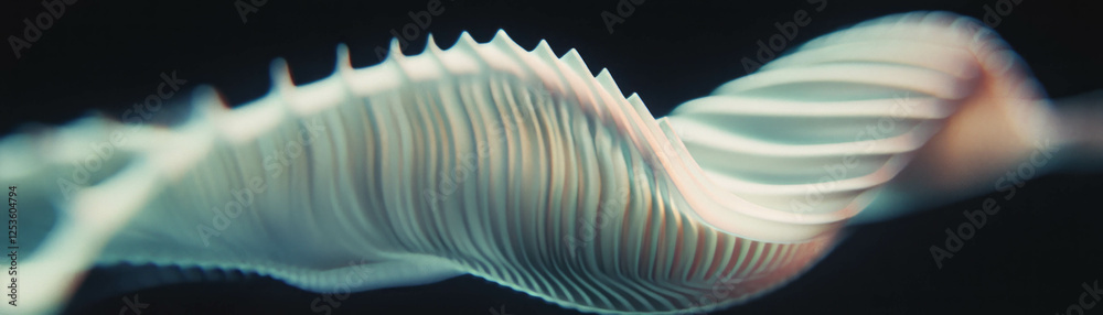 Aufkleber Close-up view of intricate seashell with halftone texture showcasing ridges and grooves