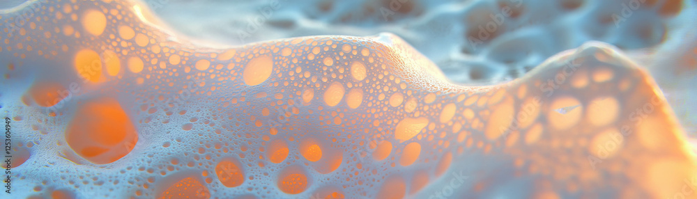 Poster close-up view of porous sponge showcasing halftone texture and details