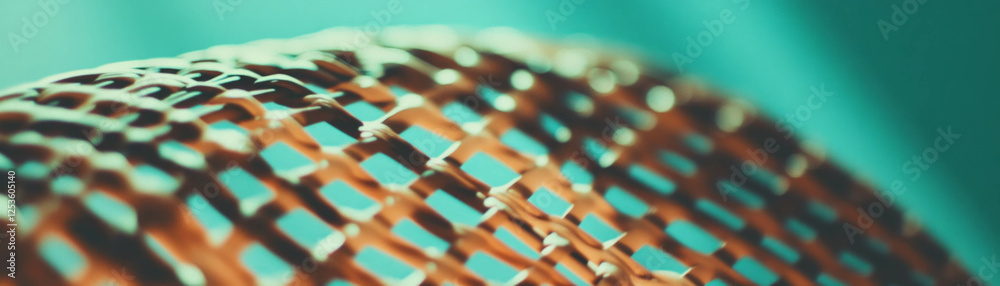 Aufkleber close-up view highlighting the intricate texture of a woven basket using halftone dots