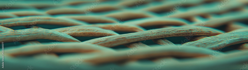 Poster close-up exploration of woven basket texture highlighted by halftone dots in vivid detail