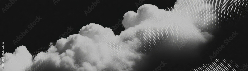 Aufkleber close-up view of textured clouds in halftone pattern creates an artistic sky