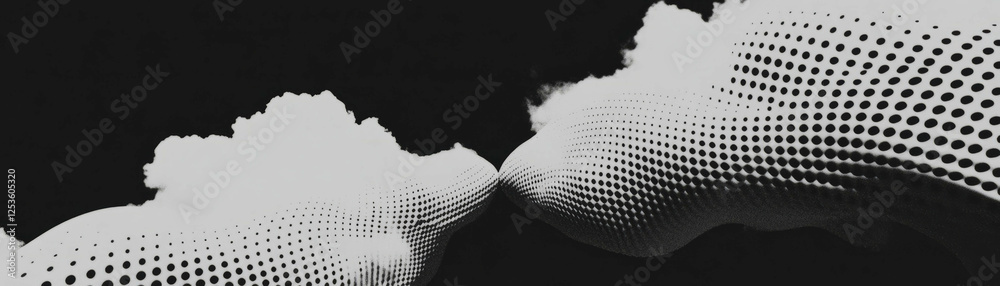 Aufkleber Distinctive halftone texture of clouds creating a textured sky view from below