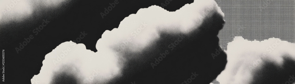 Aufkleber Close-up view of clouds with halftone texture creating a unique sky perspective